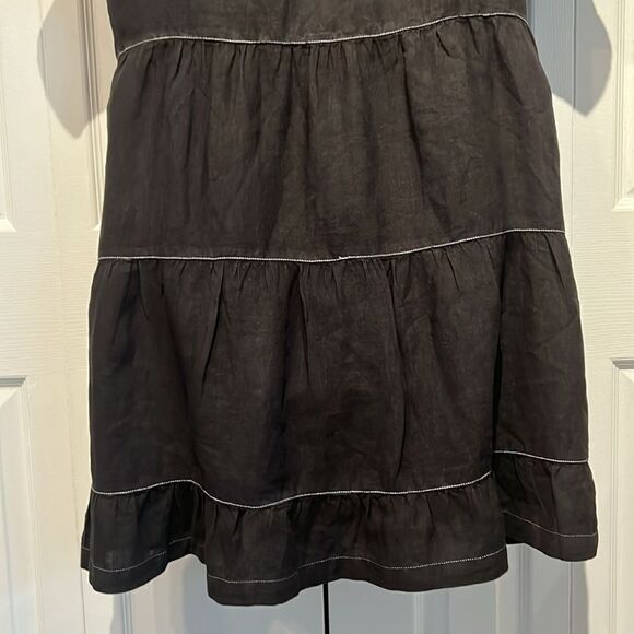 Cynthia Rowley Black Linen Short Sleeve Boho Dress Size S (fits oversized) - Picture 11 of 13